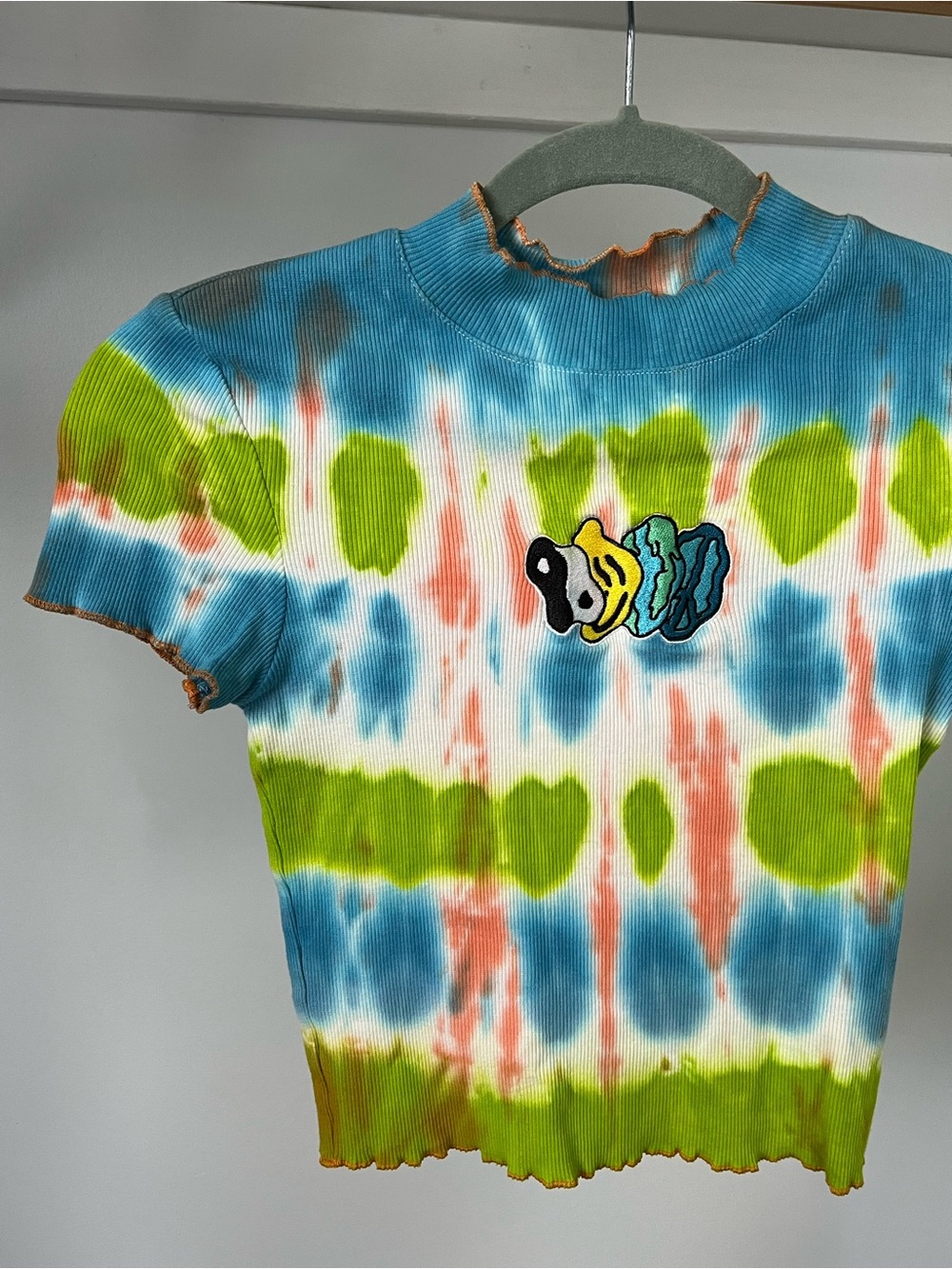 Empyre Tie-Dye Ribbed Mock Neck Crop Top Size XS